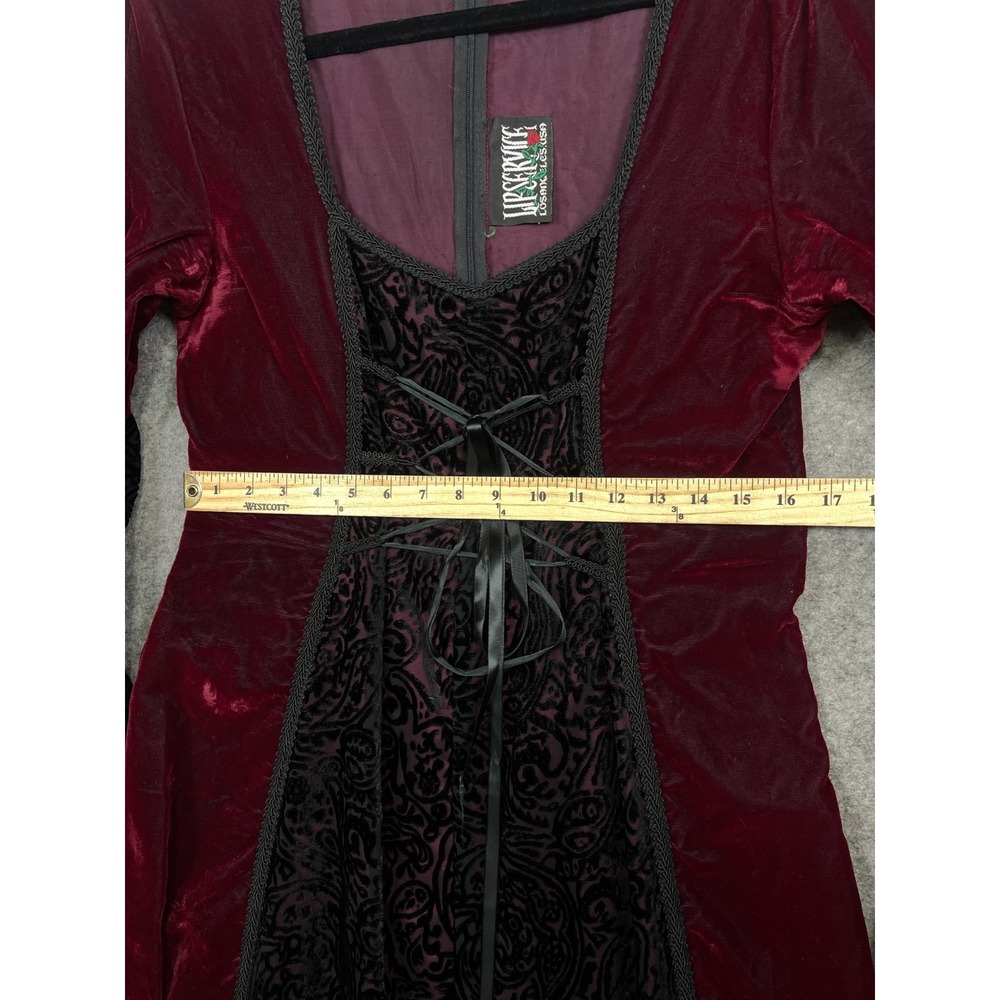 Vintage Lip Service Dress Red Black XL Velvet Gothic Renaissance Vampire - Picture 13 of 16